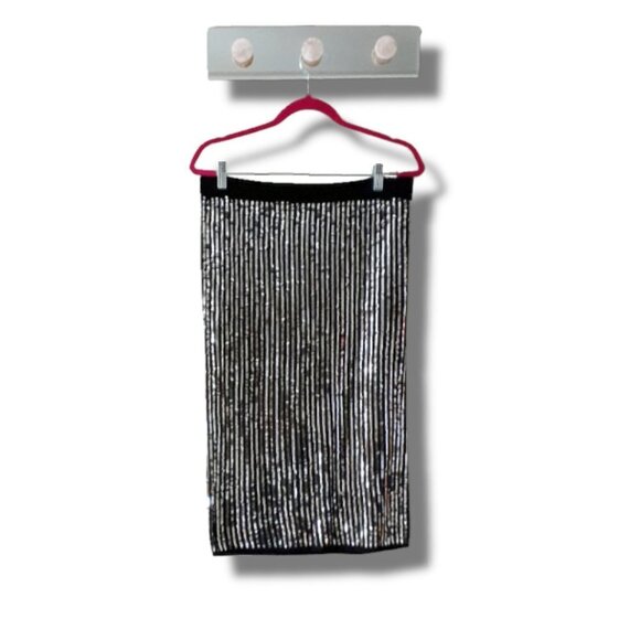 NWT MICHAEL Michael Kors black knit sequin pencil skirt, S - Picture 3 of 9